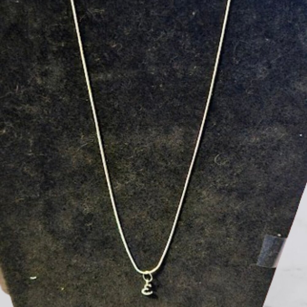 Necklace 'E' Inital Silver Toned Hand Assembled